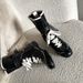 Cowhide Version~ Internal Height Increase Duck Hunting For Women, Ins Style Versatile Color Block Lace-up Boxing Boots,_vogvips.com
