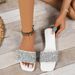 Glitter Type Flat Women Square Head One Foot Home Slippers Women's Shoes_vogvips.com