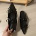 Double Bowknot Mules With 5cm Hidden Wedge For Petite Women, Mary Jane Pointed Toe Patent Leather Half Mules,_vogvips.com