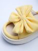 Summer Yellow Bow Linen Slide Slippers, Breathable Anti-Slip Thick Soft Sole, Women Home & Outdoor Open Toe Slides_vogvips.com