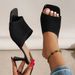 Summer Korean Style Flyknit Women's Sandals Outdoor Mid Heel Square Toe Strappy Fashionable_vogvips.com