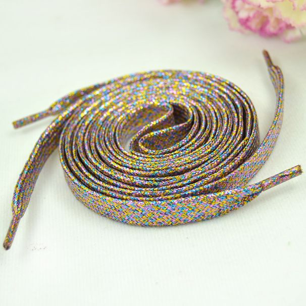 Glitter Metallic Flat Shoelaces - Gold, Silver, Rose Gold & Rainbow Colors For Sneakers, Boots & Casual Shoes (Multiple Lengths)_vogvips.com