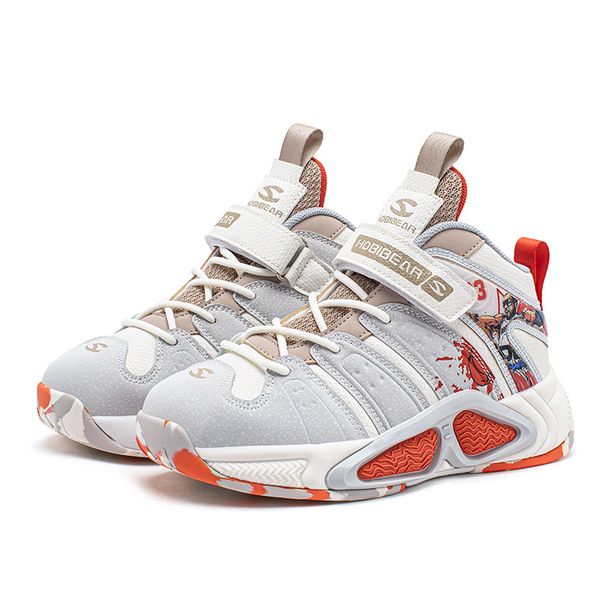 Kids' shoes leather boys basketball shoes spring and autumn children's rotating button single shoes campus sports shoes_vogvips.com