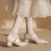 Comfortable Mary Jane For Women, Mid-heel Pointed Toe Leather Shoes, Versatile Soft Leather, Comfortable With A Strap_vogvips.com