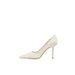 Elegant White Wedding Shoes Bride With Lace Embroidery Pointed Toe High Heels For Ceremony Banquet_vogvips.com