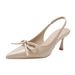 MTX 2025 Spring New Fashion Sandals For Women, Thin Heel, Comfortable Slip-On, Closed Toe, Rubber Bowknot Pointed Toe_vogvips.com