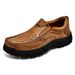 Men's Work Shoes, Summer Breathable Hollow Leather Shoes, Men's Genuine Leather Outdoor Sports Climbing Low-Top Casual S_vogvips.com