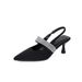 Summer New Women's Fashion High Heels, Versatile Stiletto, Shallow Pointed Toe, Back Strap, Rhinestone Enclosed Toe_vogvips.com