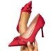 Women's Shoes Red High Heels Diamond Strap Stilettos Fashionable Pointed Shoes Red Chain Decoration Simple High Heels_vogvips.com