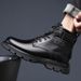 Men's High-Top Waterproof PU Leather Boots With Warm Fleece Lining, Anti-Slip Rubber Sole, Casual Round-Toe Winter Boots Non Slip Casual All Match_vogvips.com