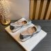 Women's Leather Slide Sandals H-Shaped Strap Flat Sandals 5Cm Height Increasing One-Strap French Ballet Flats For Women Summer New Fairy Style Silver_vogvips.com