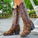 Women's Shoes Large Size Leopard Print Thick Heel High Top Cotton Boots Women Autumn And Winter New Embroidered High Top Fashion Snow Boots_vogvips.com