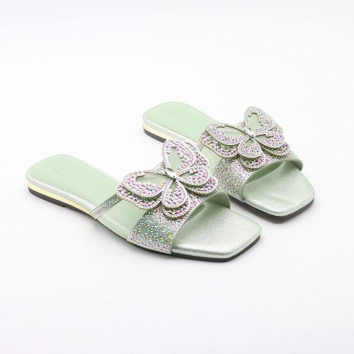 Women's Plus Size Flat Sandals With Pearl Bow Detail - Breathable Open-Toe Casual Slides For Everyday Wear_vogvips.com