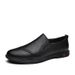 Men's Shoes Round Head Shallow Mouth Soft Foot Cover Lazy Layer Leather Shoes_vogvips.com