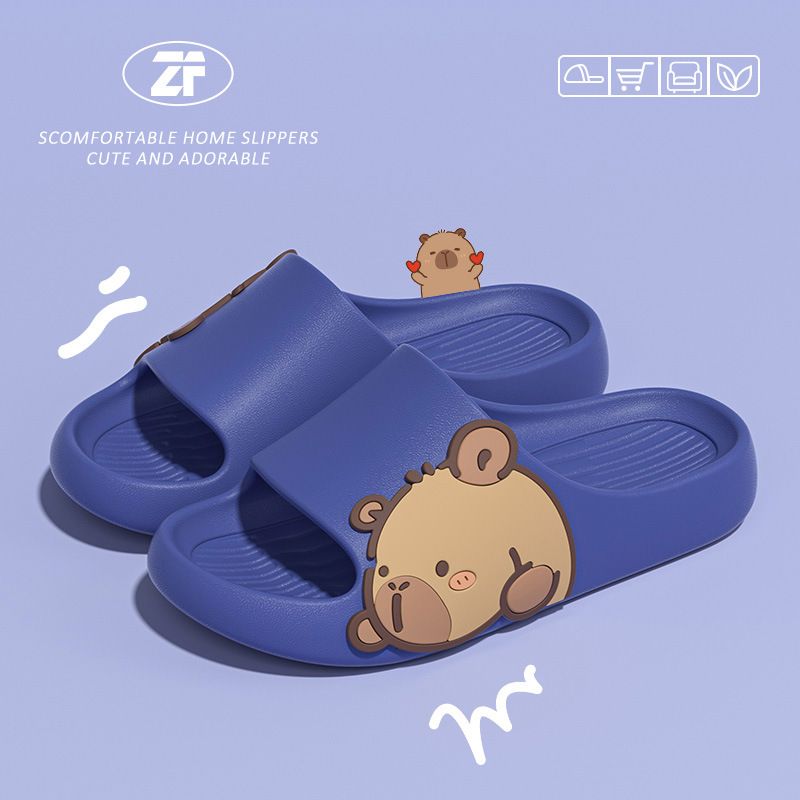 Step On Poop Feeling EVA Female Cartoon Summer New Home Indoor Anti Slip One Line Mop Outdoor Slippers Male_vogvips.com
