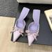 Beautiful To The Core! Taro Purple Pointed-toe Mules For Women With Bow And Stiletto Heels_vogvips.com