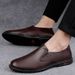 Sleeve Feet Men's Casual Cortex Retro Round Head Leather Shoes Professional Dress Solid Color Side Ear Elastic Men's Shoes_vogvips.com