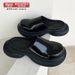 Simple Shiny Big Head Leather Slippers Men With Thick Sol Anti Slip For Summer Wear Height Increasing 5CM M Muller_vogvips.com