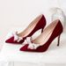 Women's Pearl White Burgundy High Heeled Wedding Dress Shoes French Style Sexy Bridesmaid Banquet Footwear_vogvips.com
