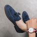 New Le Fu Men, Korean Version, Trendy British Tassel Men's Suede Frosted Leather, Bean Shoes, And Small Leather Shoes_vogvips.com