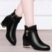Martin For Women New Short Mid-Heel Chunky Heel Autumn Winter Fleece-Lined Warm Versatile Cotton Women's Boots_vogvips.com