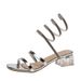 Diamond Serpentine Wrapped Roman Shoes For Women's Summer 2025 New Large Crystal Thick Heel Strap Sandals_vogvips.com