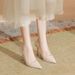 Stiletto Heel Pointed Toe Combination Stitched Edge High Heels For Women Suede Solid Color Large Wide 41 42 43 Small_vogvips.com