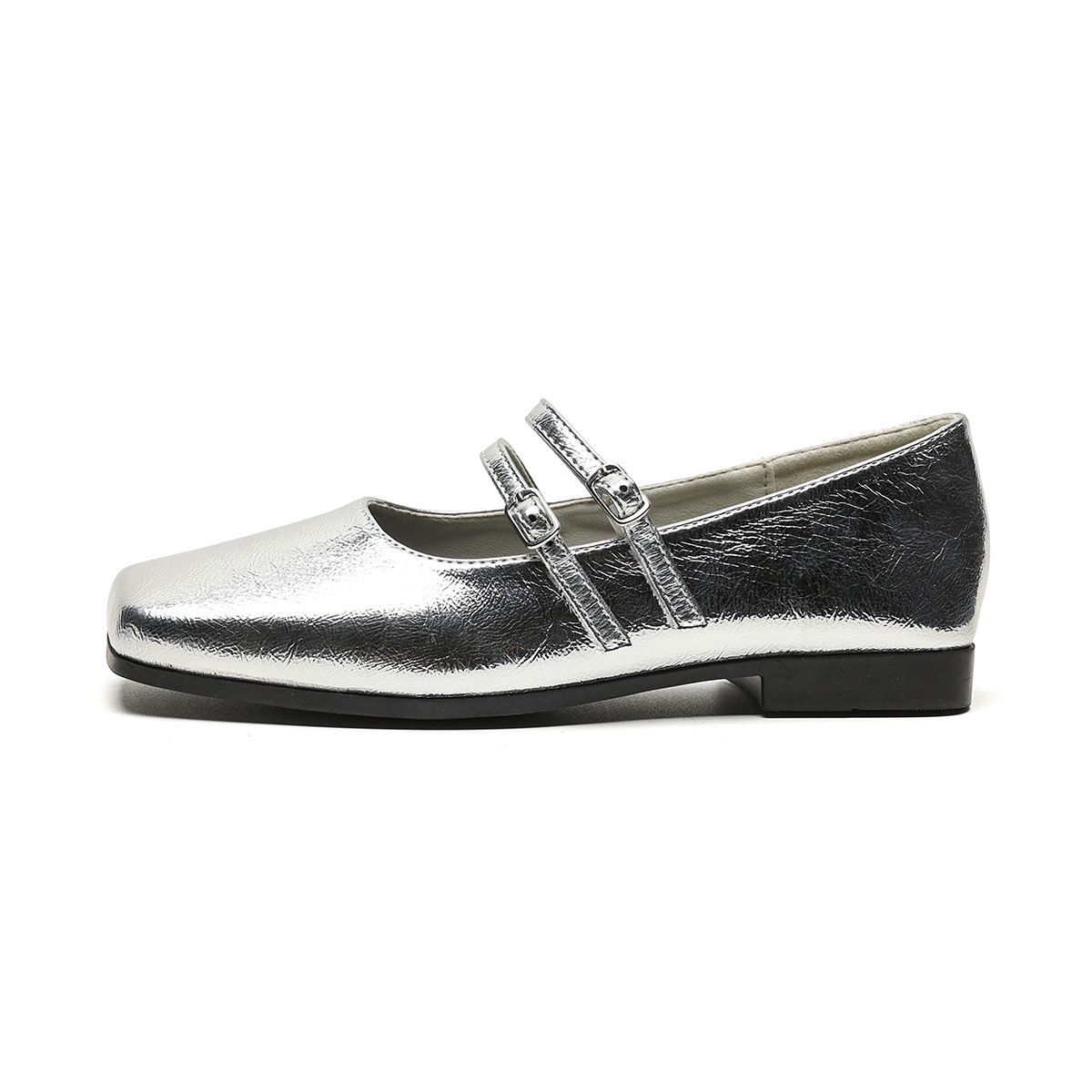 Square Head Single Shoes Women's Flat French One-word Strap Mary Jane Shoes Korean Version Soft-soled Women's Shoes_vogvips.com