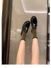 Small Gold Coins, Thick-soled Single Shoes, Soft Soles, Round Head, One Pedal, Thick Heels, Loafu Small Leather Shoes For Women_vogvips.com
