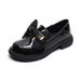 Thick Soled Loafer S Spring And Autumn Retro British Style Small Leather Black Bow Slip On Soft Single_vogvips.com