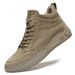 Flat-heeled Pigskin Velvet High-top Board Shoes Retro British Casual Round Head Lace-up Board Shoes Men's Shoes_vogvips.com