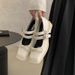 Square Headed Shallow Mouth Bow Single Shoe 2025 New Korean Version Small Leather For Women, British Coarse Heel Mary_vogvips.com