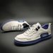 Men's Genuine Leather Casual Sneakers - Breathable Low-Top Lace-Up Shoes With Cushioned Sole, Classic Round Toe Design For Everyday Comfort_vogvips.com