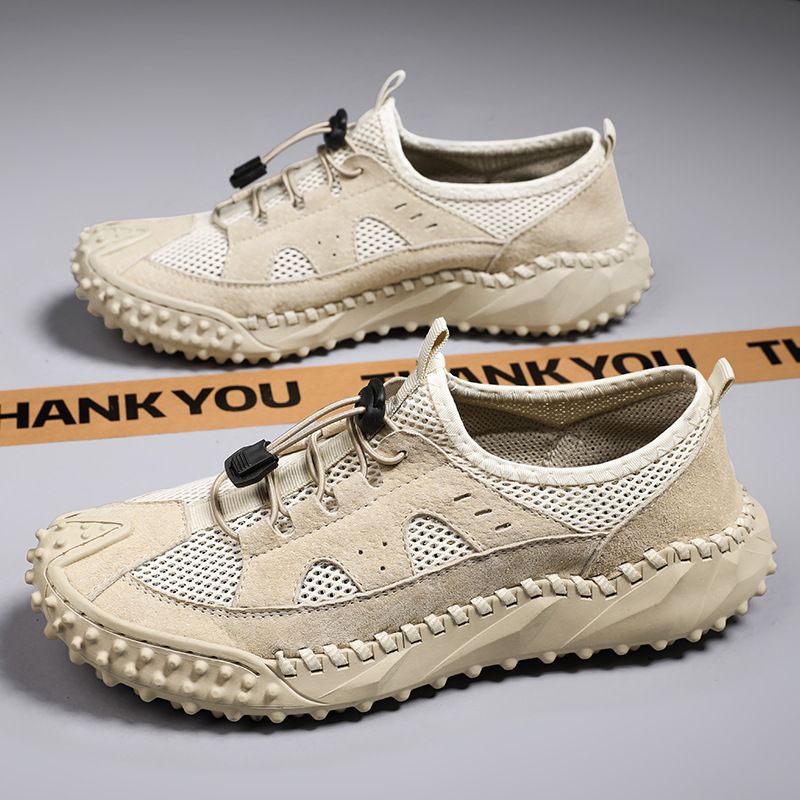 Summer Plus-Size Handmade Stitched Slip-On Casual Shoes For Men, Breathable, Versatile, Never Peeling Mesh Shoes_vogvips.com