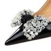 1961-H9 Korean Fashion And Elegant Women's Wine Cup High Heel Shallow Mouth Pointed Water Diamond Bow Banquet Single_vogvips.com