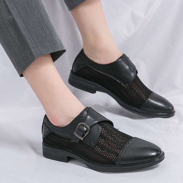 Euro Step High-end Summer 2025 New Hollow Brogue Business Floral Breathable Men's Leather Shoes Korean Style Sandals Trend_vogvips.com