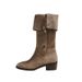 Western Slouch 2023 Summer High Tube Chunky Heel Square Toe Pleated Denim Over-the-Knee Suede Long Boots_vogvips.com