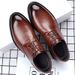 Men's business casual leather shoes Leather formal pointed middle-aged men's shoes single-shoe shoes_vogvips.com
