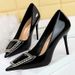 BIGTREE Shoes Nude Women Pumps Patent Leather High Heels Ladies Shoes Metal Rhinestone Luxury Stilettos Heels Party Shoes Women_vogvips.com