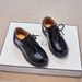 Boys' Leather New Black British Style Student Children's Round Toe Soft Sole Performance Little Flower Boys Show Shoes_vogvips.com