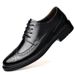 Euro Step British Style Round Brogue Carved Korean Version Trendy Business Casual Leather Large Toe Thick Sole Men's Shoes_vogvips.com