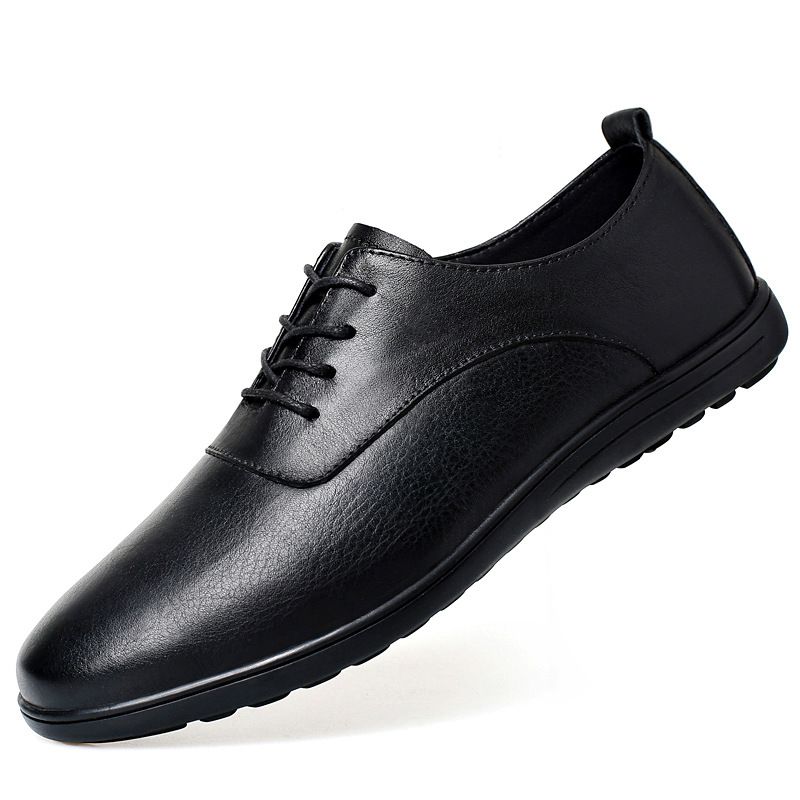 Men's Leather Shoes Driving Shoes Dad Dress Lace-up Work Shoes_vogvips.com