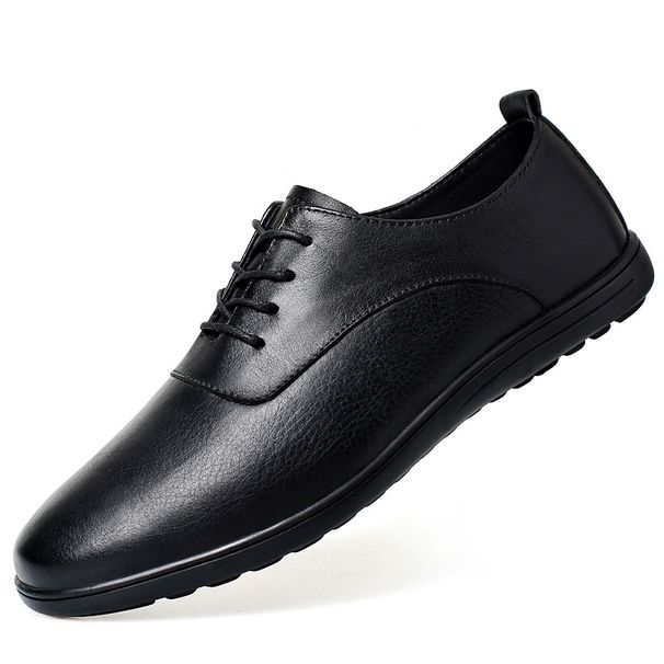 Men's Leather Shoes Driving Shoes Dad Dress Lace-up Work Shoes_vogvips.com
