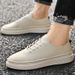 Genuine Leather Cowhide Breathable Casual Leather Shoes Men's Soft-soled Soft Leather Lace-up Board Shoes British Round Head Loose Leather Shoes Men_vogvips.com