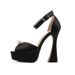 Elegant! Large Pearl Satin Women's Platform Chunky High-heeled Sandals, Party Shoes, Wedding Shoes_vogvips.com