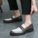 Business Slip-On Loafers Fashion Color-Block Open Smile Leather Men's Large Size Lazy Shoes_vogvips.com