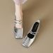 Square Head Single Shoes Women's Flat French One-word Strap Mary Jane Shoes Korean Version Soft-soled Women's Shoes_vogvips.com