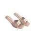 French Square Toe Cat Heel Silks And Satins Sandals Women's Summer New Arrivaloutwearelegant Petals Rhinestone Skirt High Heels_vogvips.com