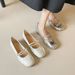 French Stunning Mary Jane Shoes Inner Height Increase Autumn Flat Ballet Shoes Silver Single Shoes Women_vogvips.com