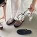 Gravity Niche Fish Net Woven Hollow Sandals For Women 2025 Summer New Fisherman Flat Bottomed Round Toe Half Slippers_vogvips.com